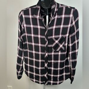 Rails Black Red and White Plaid Womens Shirt Size Small oversized